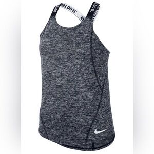 Nike Dri-Fit Just Do It Elastika Youth Girls Large Heather Gray Crossback Tank